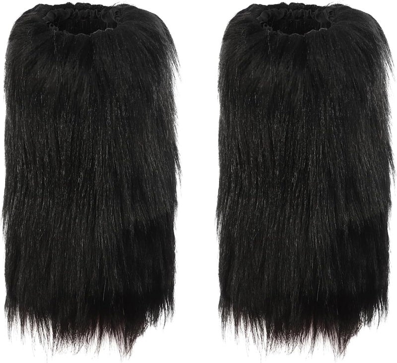 BXT Kids Girls Fuzzy Faux Fur Leg Warmers Boots Shoes Cuff Cover Winter Warm Furry Leg Socks for Halloween Costume Party Show - Image 3